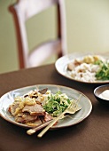 Lamb with cabbage salad and rice