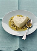 Ricotta heart with passion fruit