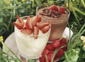 Vanilla and chocolate cream with fresh berries