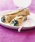 Pancakes filled with spinach