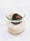 Black truffle and rice in jar