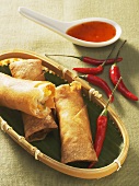 Spring rolls with sweet and sour chili sauce