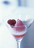 Raspberry sorbet with sparkling wine