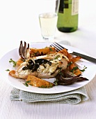 Stuffed chicken breast with baked pumpkin wedges