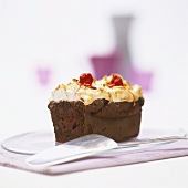 Chocolate cherry cake with almond meringue