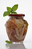 Seafood in jar