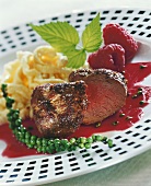 Raspberry sauce with green pepper with roast meat