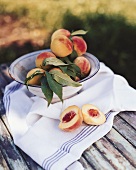 Peaches in a dish