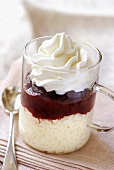 Rice pudding with fruit and cream