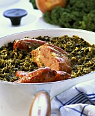 Kale with Pinkel (a type of sausage) and smoked pork loin