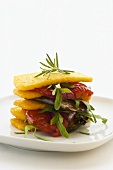 Polenta and antipasti tower