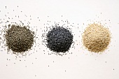 Three different types of poppy seed