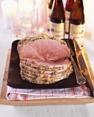 Ham with lemon and basil crust for Christmas (Sweden)