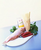 Redfish, chillies and other ingredients