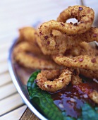 Squid rings in chilli breadcrumbs