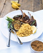 Lamb cutlets with couscous and aubergines