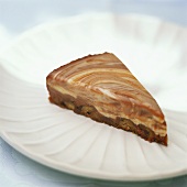 A slice of chocolate cheesecake