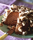 Chocolate ice cream cake with meringue