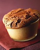 Chocolate soufflé in the dish