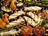 Vegetables and mushrooms on the barbecue