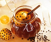 Orange coffee liqueur in a jar
