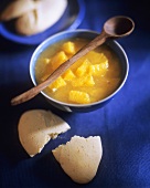 Orange compote with biscuit