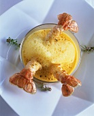 Scampi in pumpkin froth