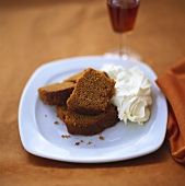 Spice cake with whipped cream