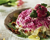 Herring salad with potatoes and beetroot