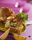 Savoury profiteroles filled with celery and tuna salad