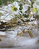 Christmassy table decoration with Christmas roses