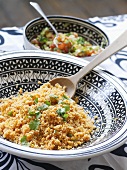 Carrot couscous with fresh parsley and salad