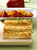 Feta sticks with pumpkin and peppers