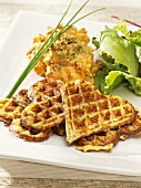 Potato waffles with pepper dip