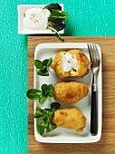 Monkfish in beer batter with corn salad