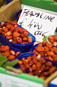 Alpine strawberries on a market stall in Italy