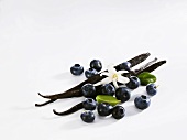 Vanilla pods and blueberries