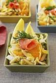 Fruity pasta salad with chicory