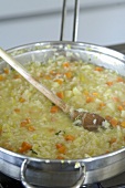 Making vegetable risotto