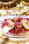Red cabbage salad with apple and nuts