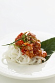 Rice noodles with tuna sugo