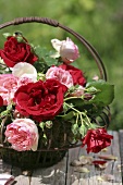 Small basket filled with roses