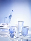 Three glasses of mineral water