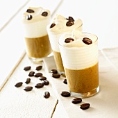Coffee cream with cream topping in three glasses