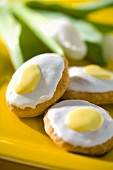 Little cakes with 'fried egg' icing