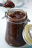 Cranberry chutney in a jar