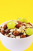 Muesli with nuts and grapes