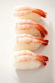 Four nigiri sushi with 'ebi' (prawn), Japan