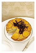 Marmalade cake with orange zest and chocolate rolls