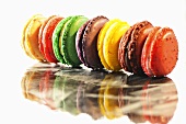 A row of coloured macaroons